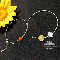Vòng tay kiềng bạc trơn lồng đá