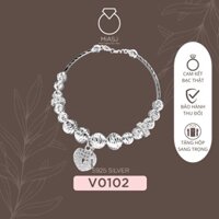 Vòng tay kiềng bi nữ phối charm Bạc S950 cao cấp V0102 | Mi.A Trang sức bạc