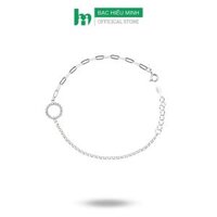 Vòng Tay, Lắc Tay Bạc Ta Vòng Tròn Đính Đá Chính Hãng Bạc Hiểu Minh LTU585