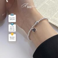 Vòng tay lắc tay bi bạc 925 A.Joy Studio charm donut đen