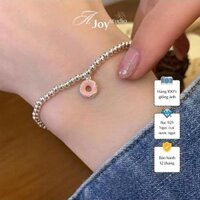 Vòng tay lắc tay bi bạc 925 A.Joy Studio gắn charm donut hồng