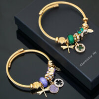 Vòng tay, lắc tay Charm đá dạ quang cao cấp hoạ tiết cỏ bốn lá dành cho nữ
