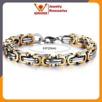 Vòng tay - Lắc tay nam titan cao cấp đẹp sang trọng inox thép không gỉ kiểu ziczac vuông wakaha vn 9mm PTLTNA77