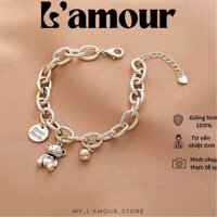 Vòng Tay Lắc Tay Nữ Bằng Thép Titan Mặt Hình Gấu Dễ Thương Xinh Xắn Phong Cách Hàn Quốc - Bear Bracelet