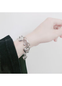 Vòng tay Lắc tay trái tim 2 tầng hạt bi tròn unisex đa phong cách