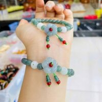 Vòng tay lam ngọc A mix hoa mai phú quý 7 li