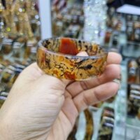 Vòng tay liền bản vuông ngọc thủy tảo lên huyết đỏ rực ni 50, ni 52