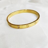 Vòng Tay Love Đính Đá Có Size Nam Và Nữ Chất Liệu Thép Titan Ko Rỉ Ko Dị Ứng TT 1561 - Nam - Vàng