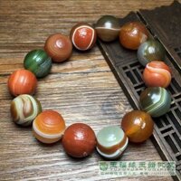 Vòng tay mã não Alashan tự nhiên Vòng tay mã não lụa bọc đầy màu sắc và đá Gobi Vòng tay phong cách mắt Vòng tay hạt Đường kính 15-16mm