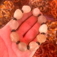 Vòng tay mã não Alshan tự nhiên với hạt đường đá 18mm Hạt dâu tây trắng Vòng tay mã não ngẫu nhiên