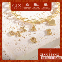Vòng tay mắc xích vuông cho nam nữ bạc thật Gix Jewel mạ vàng gắn chữ tên riêng
