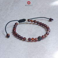 Vòng tay Mala Garnet-Ngọc Hồng Lựu mài giác 6mm mix Obsidian Hợp mệnh Hỏa, Thổ Là món quà đặc biệt cho phái nữ VietGemstones - 17cm