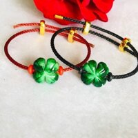 Vòng Tay Mặt Cỏ 4 Lá May Mắn Màu Xanh Sơn Thủy
