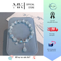 Vòng tay mắt mèo Aquamarine đá mặt trăng,vòng mệnh thủy.