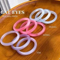 Vòng tay mắt mèo màu tím, trắng, hồng selentine màu đẹp chột 9 li ni 52 đến 54