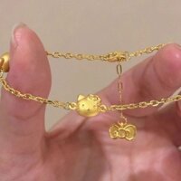 Vòng tay màu Hello Kitty, quà tặng cho bạn gái, bạc S925 mới, nơ sinh nhật