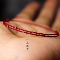 Vòng Tay May Mắn Dây Đỏ May Mắn Mặt Vòng Tròn Màu Vàng Hoàng Đạo Cổ Xưa Có Thể Điều Chỉnh Được Cho Cặp Đôi