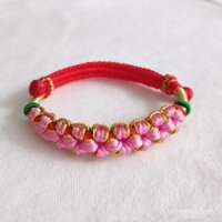 Vòng tay may mắn hôn nhân thịnh vượng để thu hút tình yêu, vòng tay đôi hoa đào thủ công, vòng tay giàu có 2025, phước lành ba đời ba thế giới