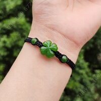 Vòng tay may mắn nữ cỏ 4 lá màu xanh lá mạ hợp mệnh mộc hỏa