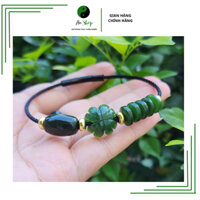 Vòng tay mix cham PHONG THUY ngọc xanh bích thiên nhiên gồm lu thống, ngũ điếu, tỳ hưu, hồ ly , túi tiền, cỏ 4la