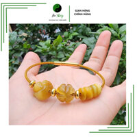 Vòng tay mix cham PHONG THUY đá mắt hổ vàng thiên nhiên gồm lu thống, ngũ điếu, tỳ hưu, hồ ly , túi tiền, cỏ 4la