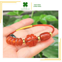 Vòng tay mix cham PHONG THUY mã não đỏ thiên nhiên gồm lu thống, ngũ điếu,  cỏ 4la