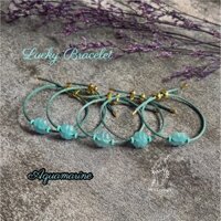 Vòng tay mix charm cỏ 4 lá màu xanh pastel dễ thương