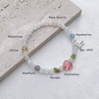 Vòng tay Moonstone 5li x Aquamarine x Amethyst x Citrine