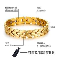 Vòng tay nam bằng thép titan tinh xảo, vàng, gai lúa mì, trang sức đơn giản, vòng tay từ tính không phai màu