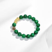 Vòng Tay Nam Đá Cẩm Thạch Sơn Thủy Phối Charm Tỳ Hưu Bạc Mạ Vàng 24K 12mm - Ngọc Quý Gemstơnes