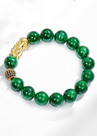 Vòng Tay Nam Đá  Cẩm Thạch Phối Tỳ Hưu Bạc Mạ Vàng 24K Ngọc Quý Gemstones