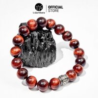 Vòng tay nam đá mắt hổ nâu đỏ charm chữ phạn bạc 925 phong thủy Udumbara quà biếu tặng sang trọng