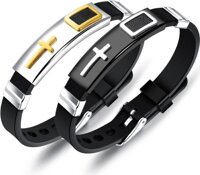 Vòng Tay Nam Dây Cao Su Và Thép Titan Không Rỉ Ko Dị Ứng TT 1045 - Đen