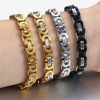 Vòng tay nam Dây chuyền vàng Vòng tay liên kết bằng thép không gỉ Chiều rộng 6-11mm Byzantine Chất lượng cao