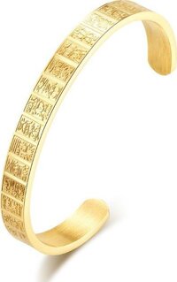 Vòng Tay Nam Khắc Kim Quang Chú Chất Liệu Thép Titan Ko Rỉ Ko Dị Ứng TT 2007 - Vàng