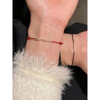 Vòng tay nam nữ đan sợi mảnh 0.8mm mix bạc S925 mã Morse Code (ghi chú Size)