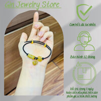 Vòng Tay Nam Nữ Ngủ Điếu Phong Thủy Gin Jewelry Đá Thạch Anh Tóc Vàng Mix Charm Túi Tiền Bọc Vàng 10.K Cao Cấp