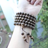 Vòng tay nam nữ phong thủy gỗ trầm hương chuỗi 108 hạt trầm tốc hương thơm tự nhiên size 8mn