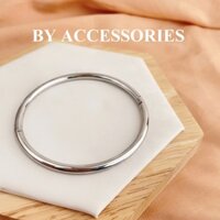 Vòng tay nam nữ unisex titan kiểu tròn trơn size lớn dày 4mm basic không gỉ CF09 BY ACCESSORIES