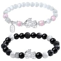 Vòng tay ngày lễ tình nhân quà tặng cặp đôi vòng tay bạc 925 Pixiu obsidian