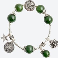 Vòng tay ngọc bích charm bánh xe pháp luân Ngọc Quý Gemstones