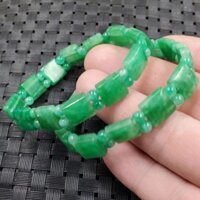 Vòng tay ngọc bích màu xanh lá cây Yang tự nhiên Vòng tay ngọc bích ngọc bích ngọc bích handmade Hạt hình chữ nhật
