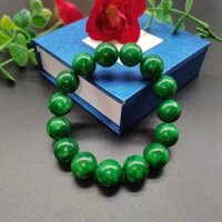 Vòng tay ngọc bích xanh ngọc lục bảo Hạt tròn 14mm Vòng tay ngọc bích thạch anh màu Jadeite