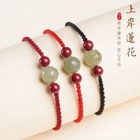 Vòng tay ngọc Hetian, vòng tay dây đỏ chu sa năm hoàng đạo, đá ngọc xanh trong, hạt may mắn cho nam và nữ