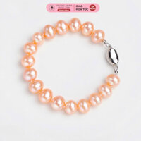 Vòng Tay Ngọc Trai 10ly Màu Hồng Cam Độ Sáng 5A Khoá Bạc 925 - Ngọc Trai Trường Thịnh