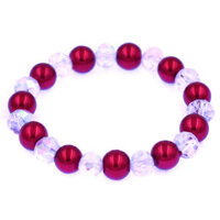 Vòng tay Ngọc trai đỏ 8 ly phối pha lê Cắt giác CTNTOFLTRG8 - Chuỗi tay phong thủy - Ngọc trai phối pha lê hồng