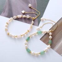 Vòng tay ngọc trai nước ngọt hình Baroque màu hồng tự nhiên dành cho nữ