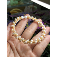 Vòng tay ngọc trai nuôi kết hợp cùng bạc ta mạ vàng