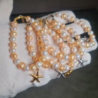 Vòng tay NGỌC TRAI thật nước ngọt mix 2 màu tự nhiên