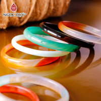 Vòng tay nguyên khối đá mã não bản mỏng Ni52 bản 7mm - Ngọc Quý